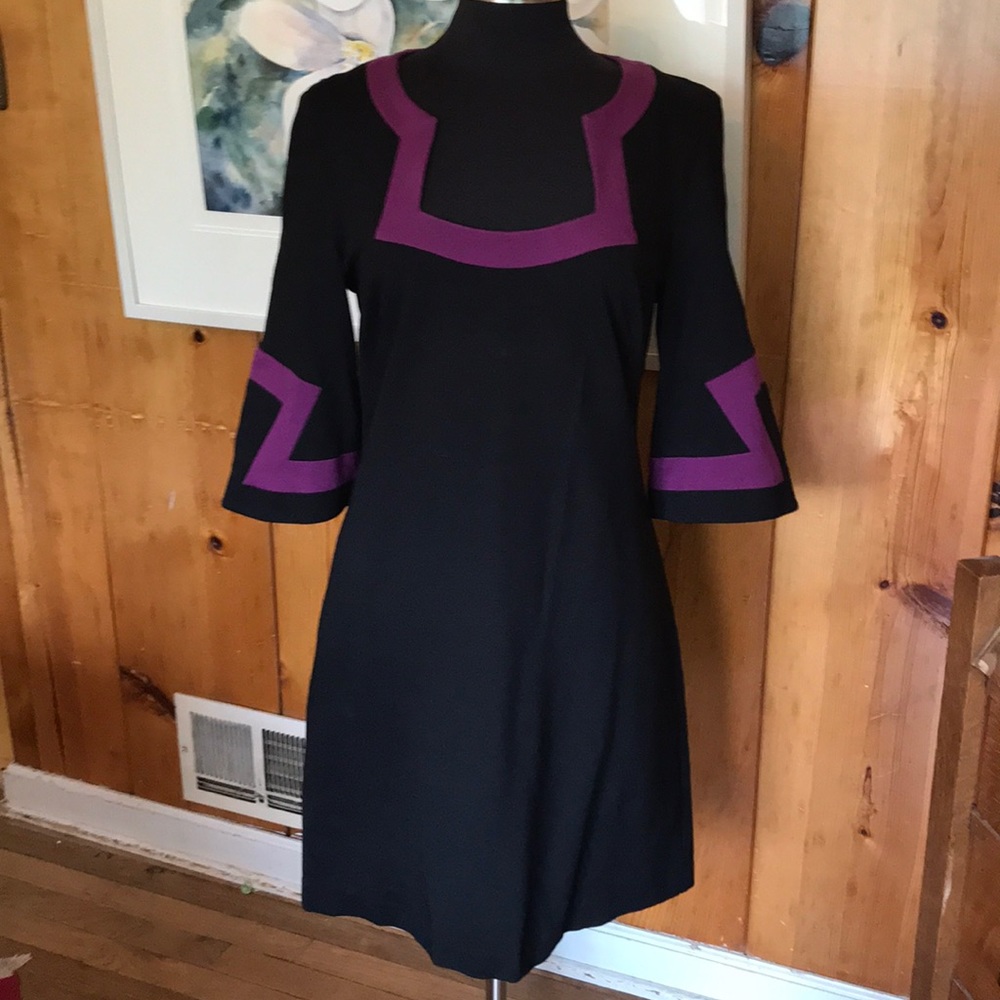 TRINA TURK PURPLE/BLACK GEOMETRIC DRESS